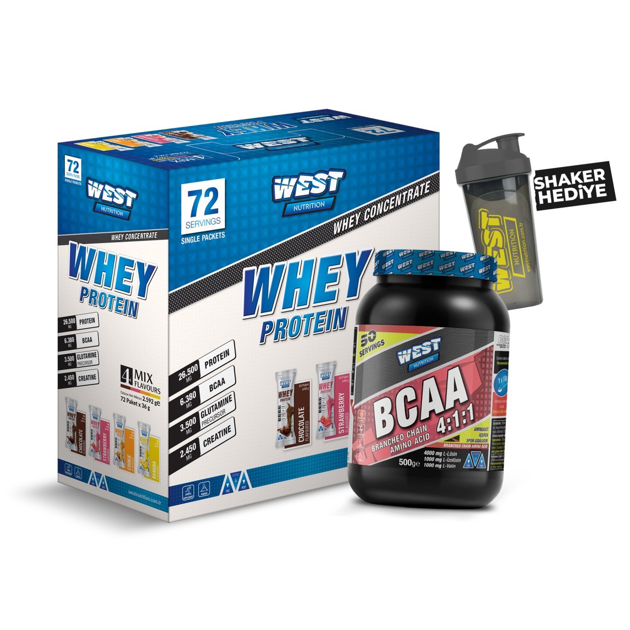 Whey Protein Tozu 72 Saşe - BCAA 4:1:1 500 gram Paketi