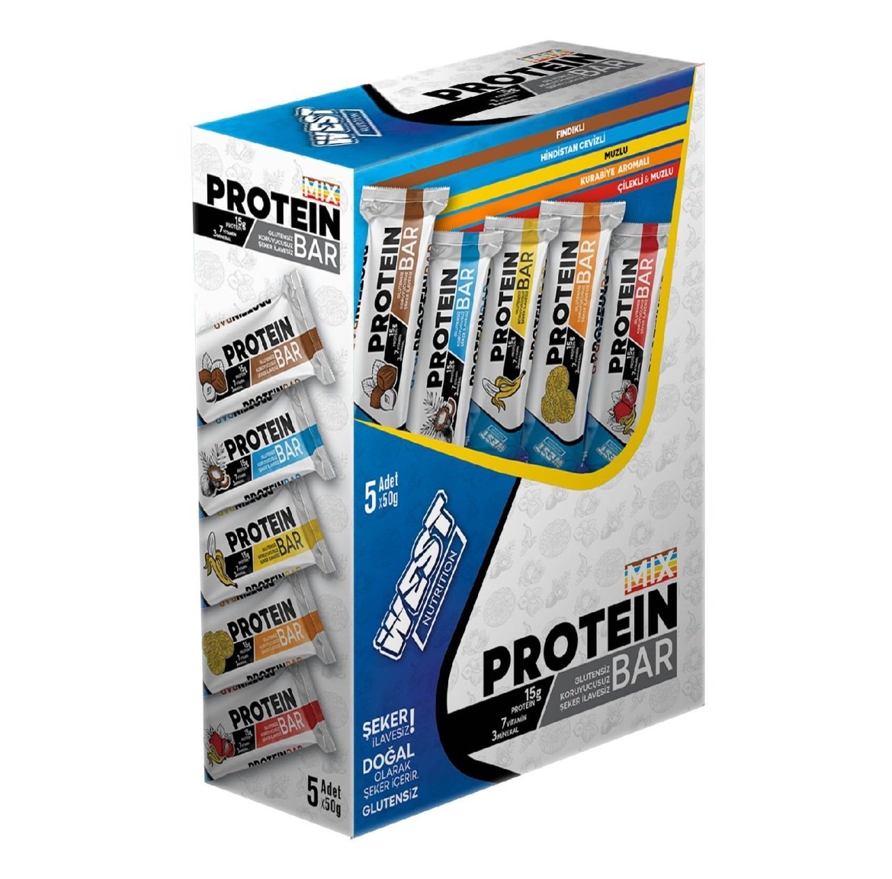 Karışık 5li Protein Bar 5 adet x 50 gram