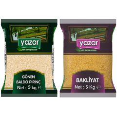 Yazar Gönen Baldo Pirinç 5 Kg. + Pilavlık Bulgur 5 Kg.