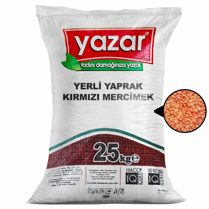 Yazar Yerli Yaprak Kırmızı Mercimek 25 Kg