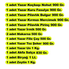 Yazar Ramazan Paketi 13 Parça 11,4 Kg.