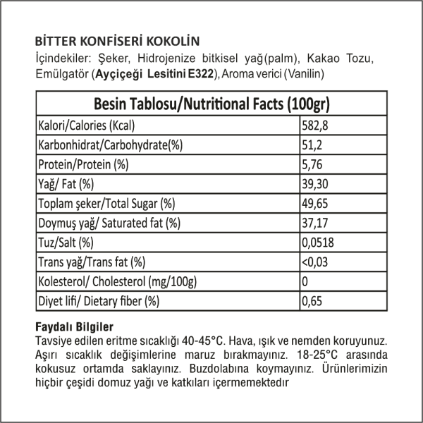 Cocomeks Konfiseri Çikolata Bitter 2.5 KG