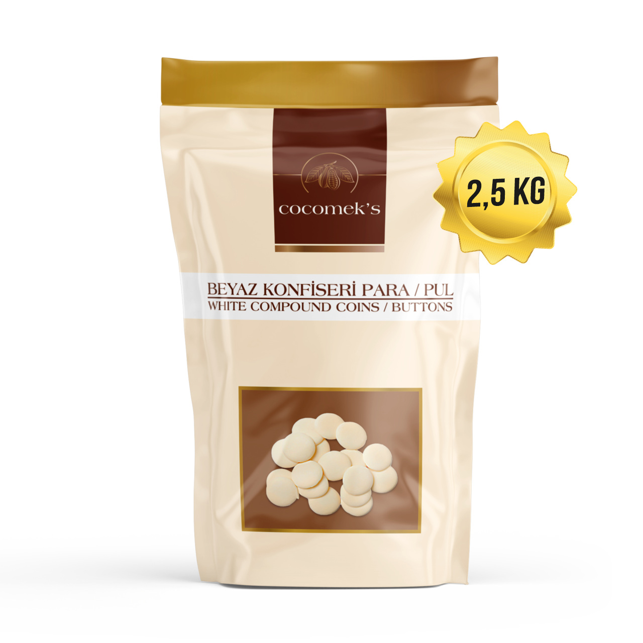 Cocomeks Beyaz Konfiseri Para Pul Çikolata 2.5 KG