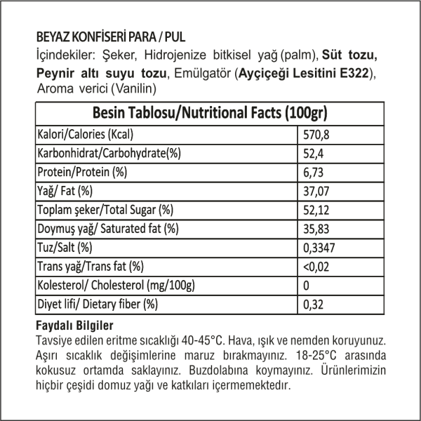 Cocomeks Beyaz Konfiseri Para Pul Çikolata 2.5 KG