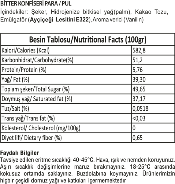 Cocomeks Bitter Konfiseri Para Pul Çikolata 2.5 KG