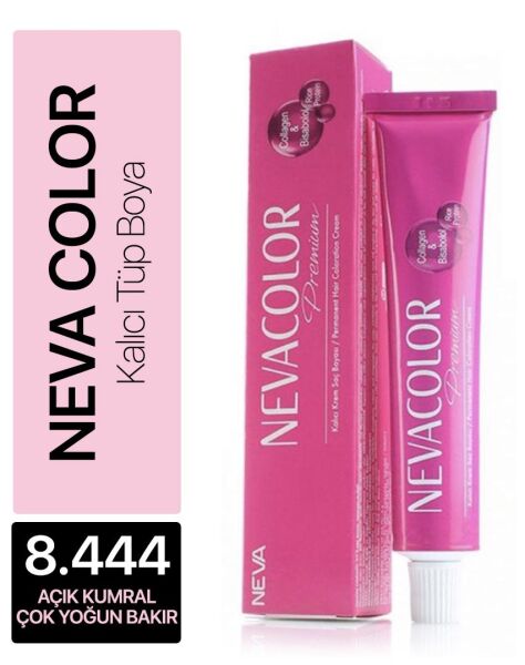 Neva Color Tüp Saç Boyası 8.444 Açık Kumral Çok Yoğun Bakır 50 ml