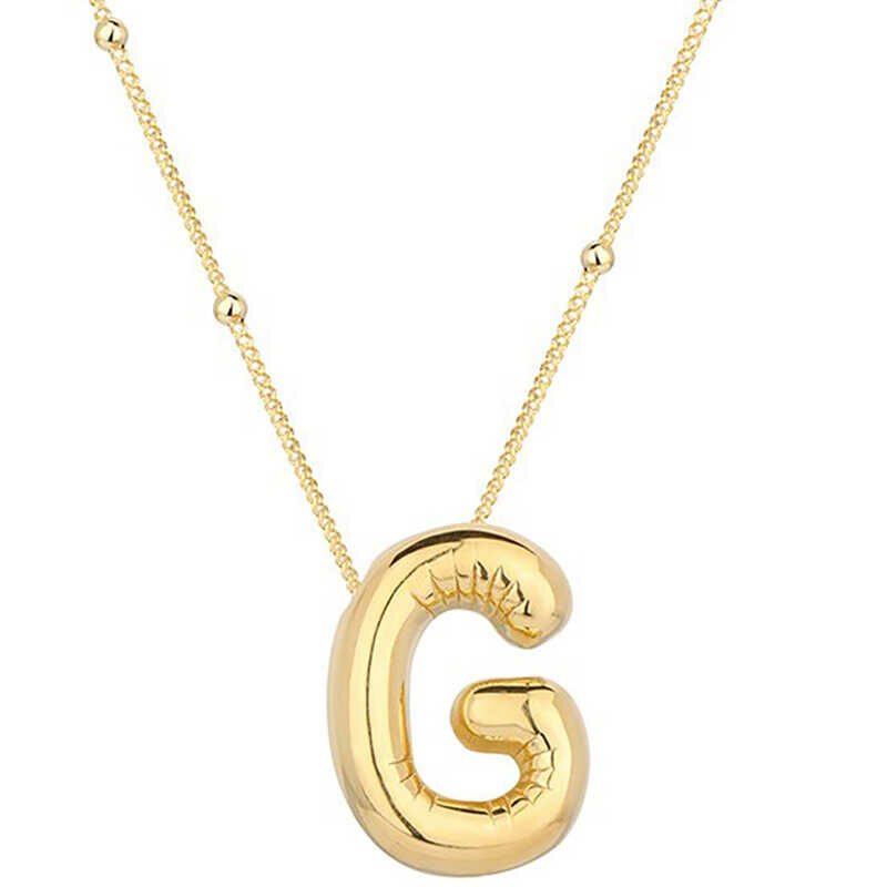 925 Ayar Gümüş Gold Balon G Harfi Kadın Kolye