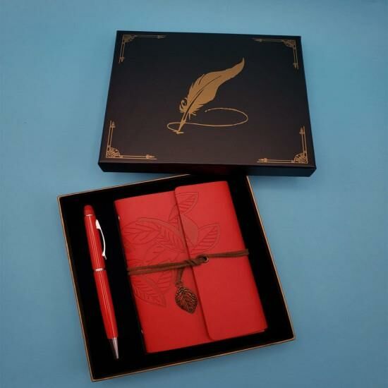 Defter Kalem Kırmızı Renk Dekoratif Hediyelik