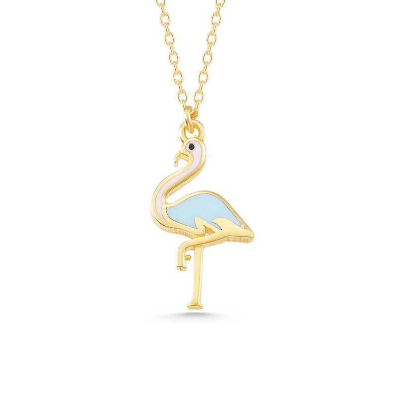 925 Ayar Gümüş Gold Flamingo Kadın Kolye