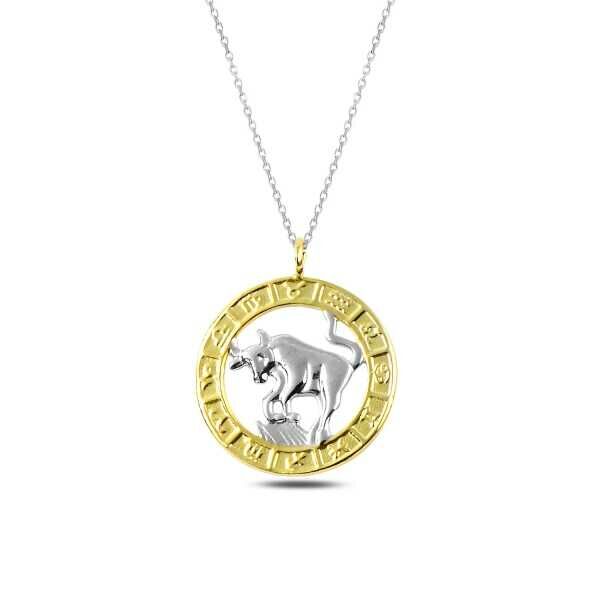 925 Ayar Gümüş Gold Boğa Burcu Kadın Gümüş Kolye