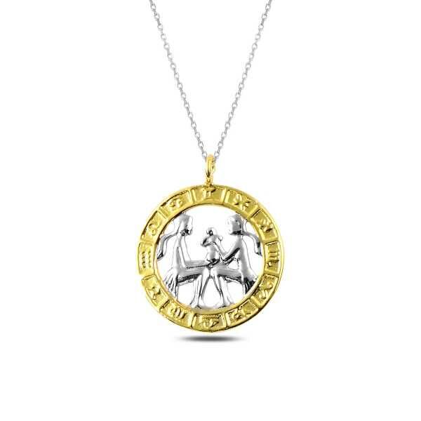 925 Ayar Gümüş Gold İkizler Burcu Kadın Gümüş Kolye