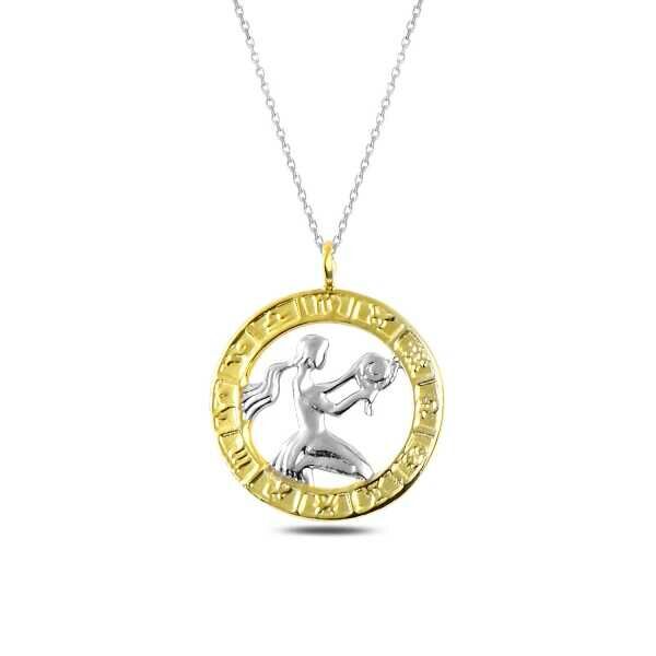 925 Ayar Gümüş Gold Başak Burcu Kadın Gümüş Kolye