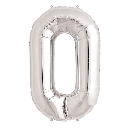 Parti Aksesuar 0 Rakam Folyo Balon Gümüş 40 inç