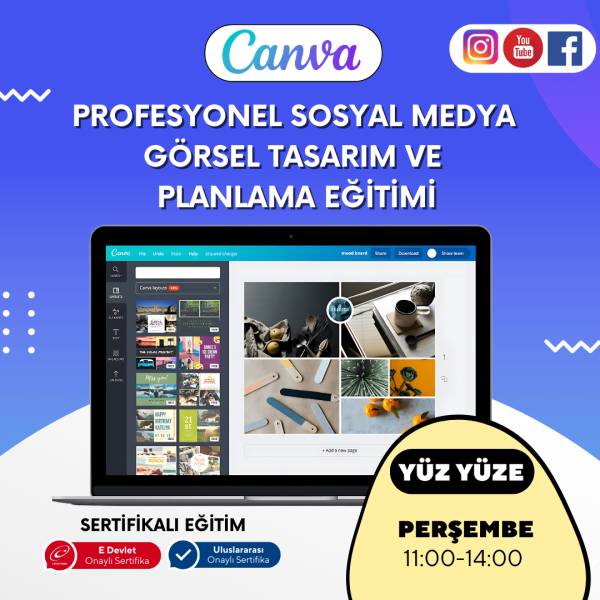 Profesyonel Sosyal Medya Görsel Tasarım ve Planlama Eğitimi (Canva)- Yüz Yüze