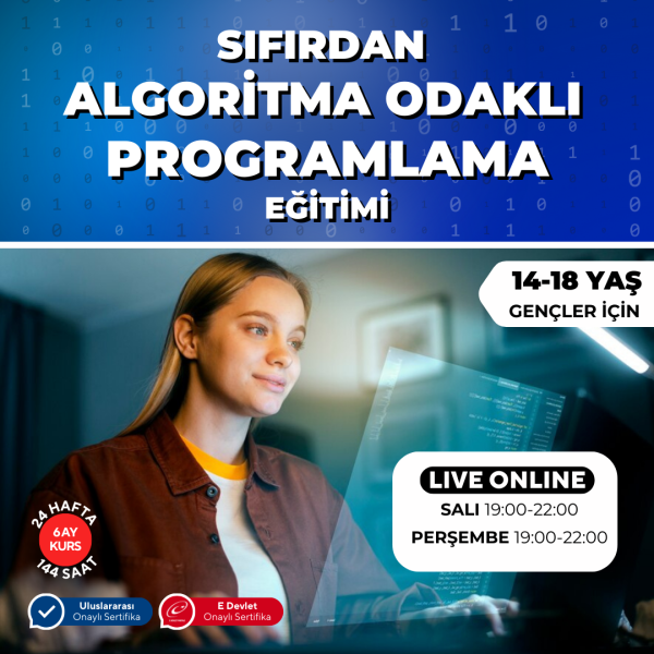 Sıfırdan Algoritma Odaklı programlama Eğitimi ( 14-18 Yas ) Online