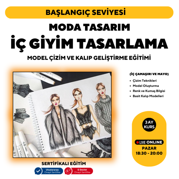 İç Giyim Tasarlama Model Çizim ve Kalıp Geliştirme Eğitimi-Başlangıç Seviyesi (Online)