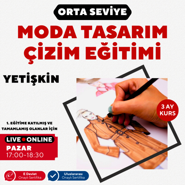 Moda Tasarım ve Çizim Dersleri (Yetişkin) - Orta Seviye - Online