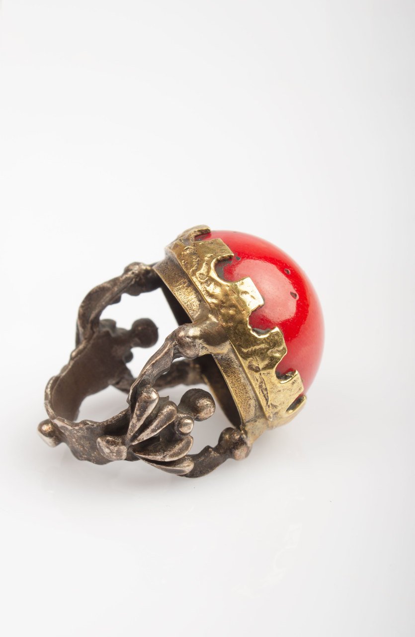 Press Coral Dome Ring