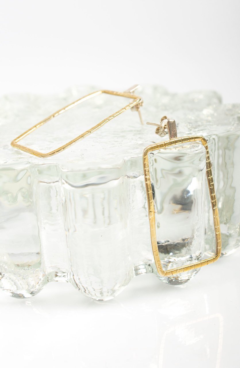 Hand Hammered Rectangular Earrings
