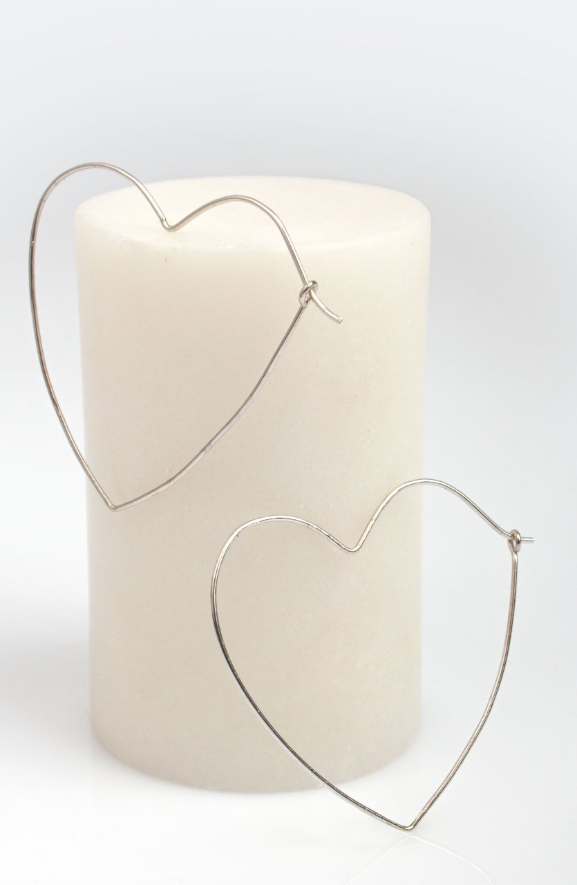 Wire Heart Earring / Silver
