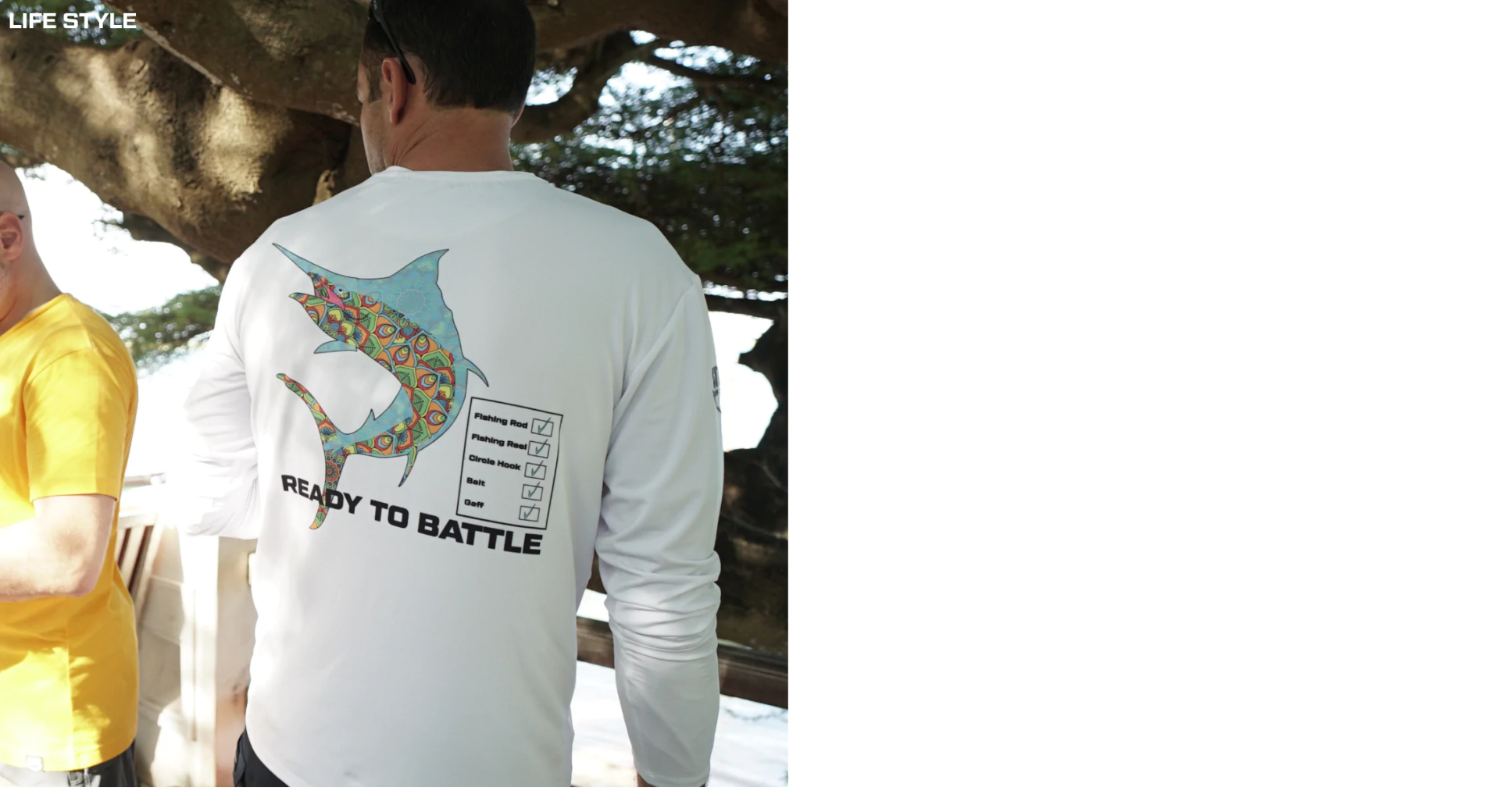 Apex Long Sleeve Fishing Shirt - Retro Swordfish-White