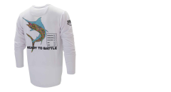 Apex Long Sleeve Fishing Shirt - Retro Swordfish-White