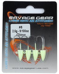 Savage gear LRF Micro sandeel jigghead 2,5g #8 4pcs Glow Suni Yem