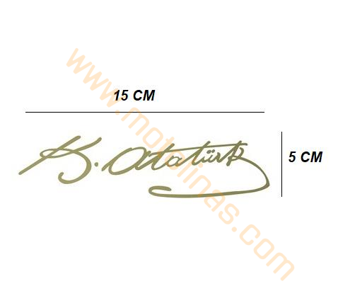 KEMAL ATATÜRK İMZA STİCKER 4*15cm FOLYO PARLAK KROM ADET FİYAT