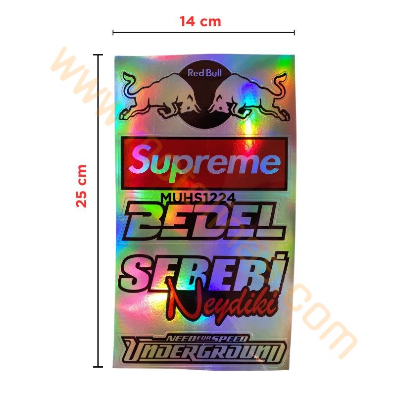 HOLOGRAM STİCKER KARIŞIK M-3 15x25cm - 5 PARÇA SET