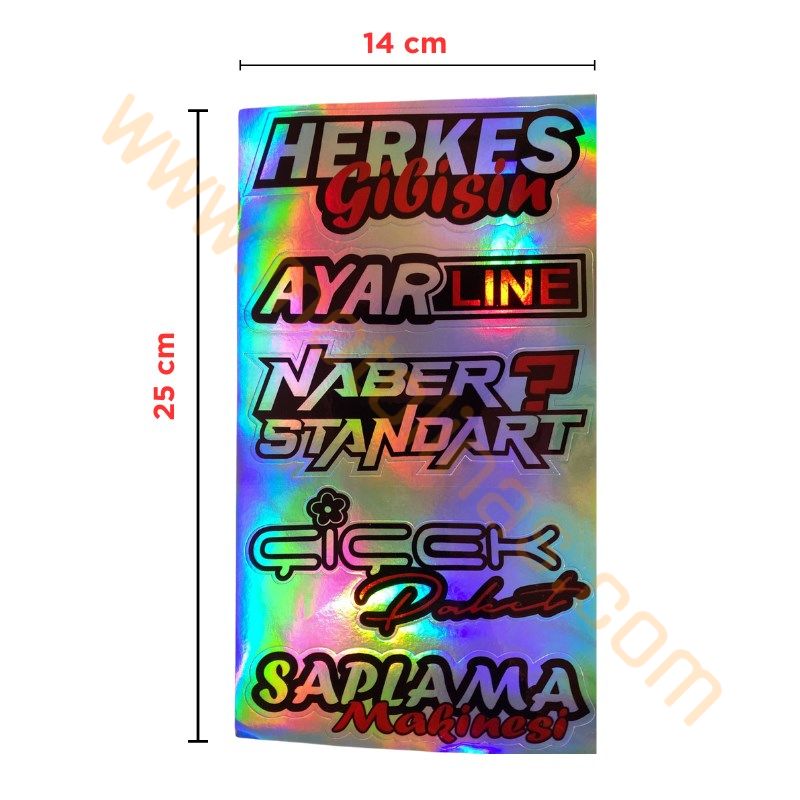 HOLOGRAM STİCKER KARIŞIK M-2 15x25cm - 5 PARÇA SET