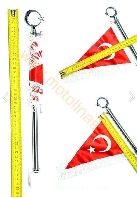 Motosiklet Flama Türk Bayrak Direği Beyaz Püsküllü Ay Yıldız Plastik