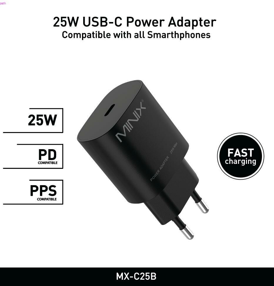 Minix MX-C25B 25W USB-C Adaptör Siyah