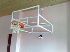 Basketbol Potası Duvara Montaj Yükseklik Ayarlı Katlanabilir Mekanik 10 mm Cam (Ak)  Panya 105 x 180 cm