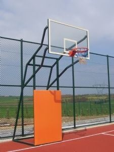 Basketbol Potası  4 Direk Sabit Model 15 mm Cam (Ak) Panya 105 x 180 cm