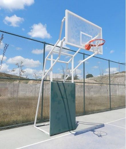 Basketbol Potası 4 Direk Tekerlekli, Ağırlıklı, Seyyar 15 mm Cam (Ak) Panya 105x180