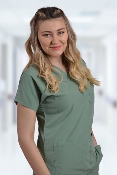 Kadın Likralı Küf Yeşili Doktor Hemşire Forması