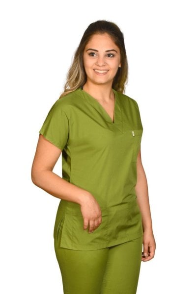 Terycoton Kadın Fıstık Yeşili Doktor Hemşire Forması