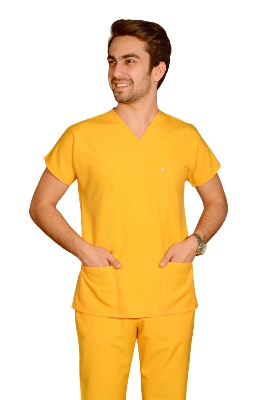 Erkek Sarı Alpaka Doktor Hemşire Forması