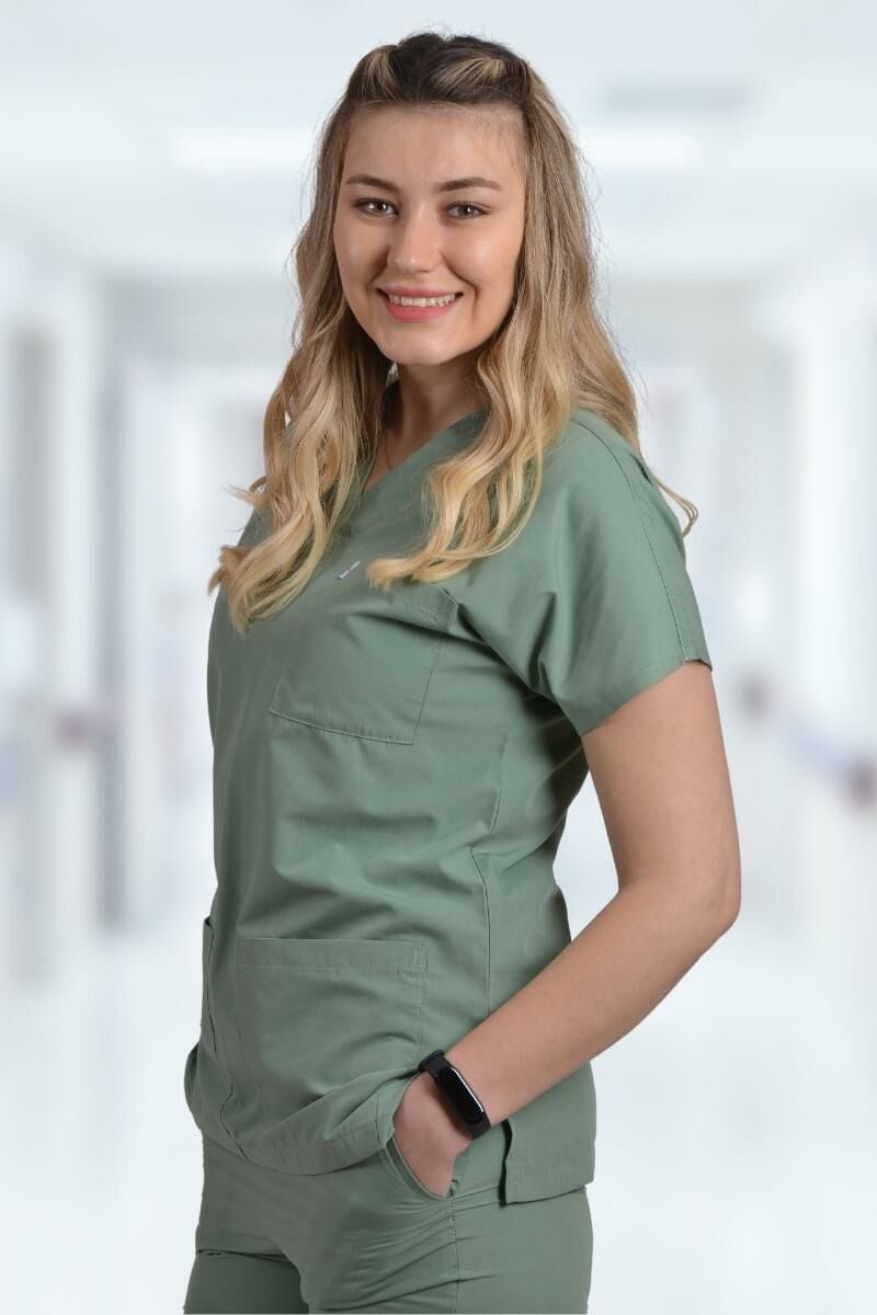 Terycoton Kadın Küf Yeşili Doktor Hemşire Forması