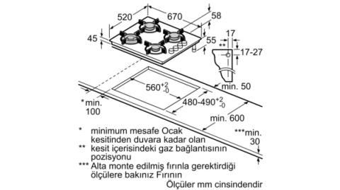 Profilo OO37P9O12D Gazlı Ocak 67 cm Sert Cam