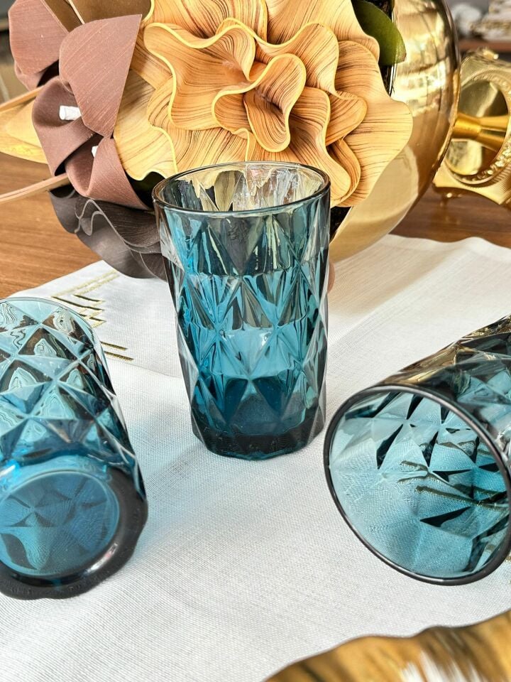 Kristal Mavi 6'lı Meşrubat Bardağı