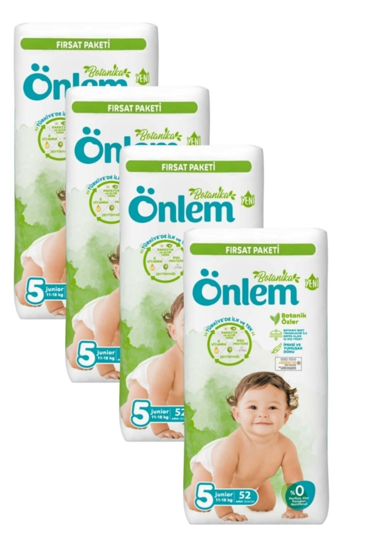 Önlem Botanika 5 Numara Bebek Bezi Fırsat Paketi Junior 52 Adet (11-18 kg)x 4 Paket