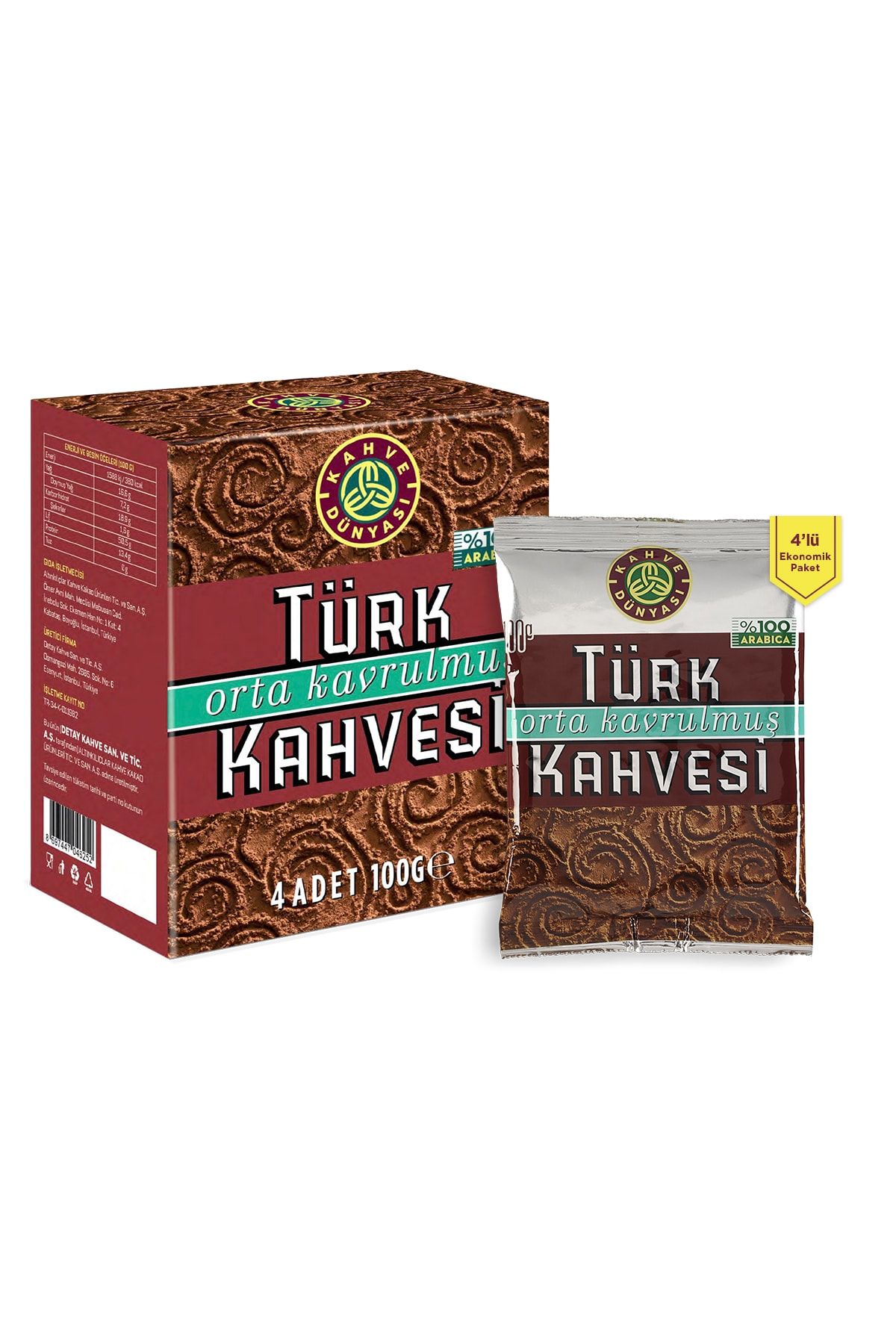 Orta Kavrulmuş Türk Kahvesi 100 Gr (4'lü Paket) Orta Kavrulmuş Türk Kahvesi 100 Gr (4'lü Paket)
