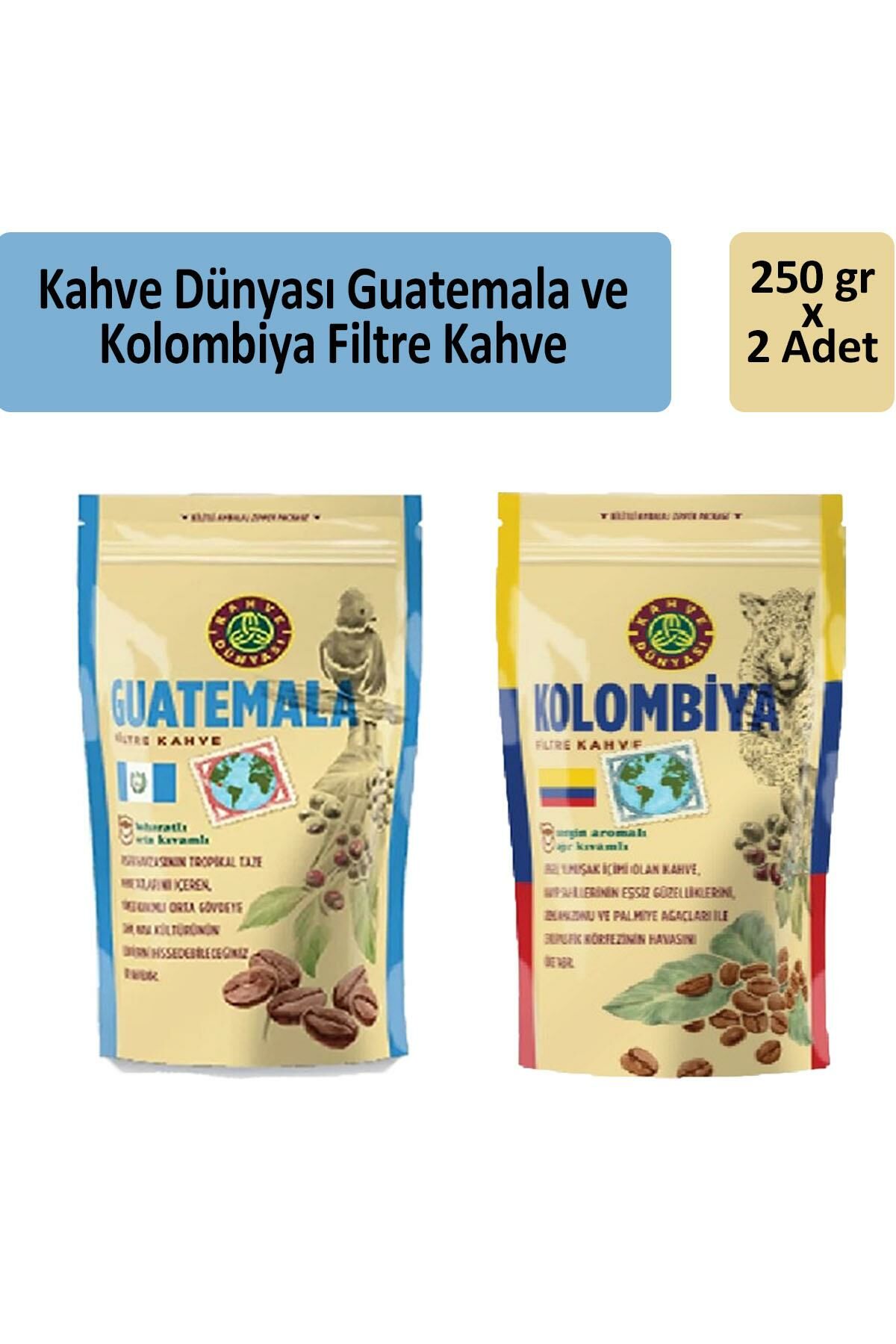 Kahve Dünyası Kolombiya ve Guatemala Filtre Kahve 250 gr x 2 Adet