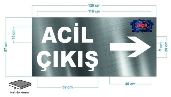 ZBS ACİL ÇIKIŞ TRAFİK ŞABLONU (2mm Alüminyum CNC lazer kesim)