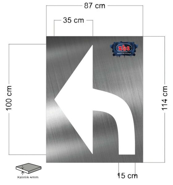 ZBS YÖNLENDİRME OKU ŞABLONU (SAĞ-SOL) -(2mm Alüminyum CNC lazer kesim)