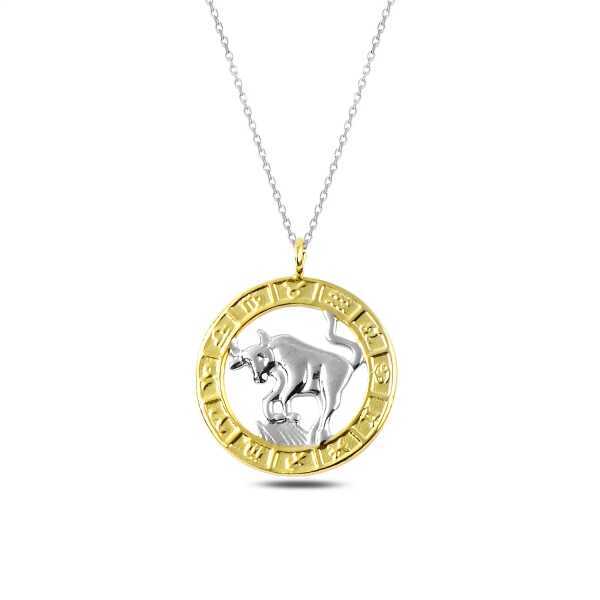 Gümüş Gold Boğa Burcu Kolye