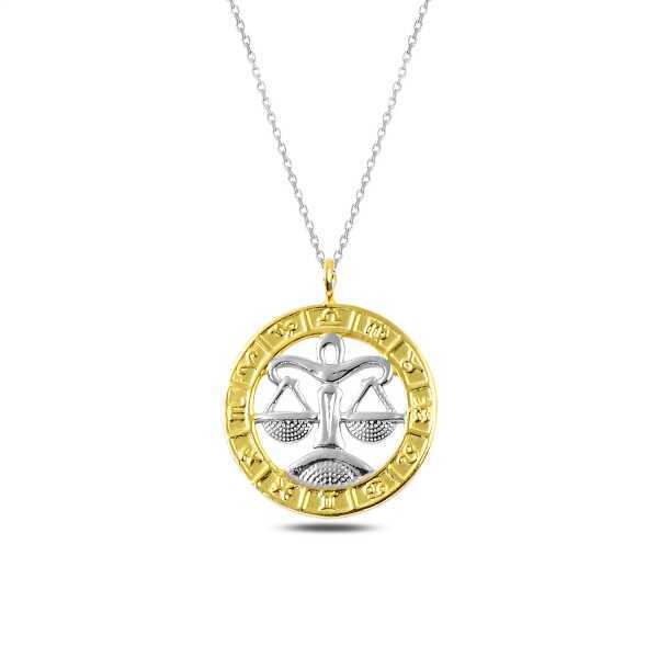 Gümüş Gold Terazi Burcu Kolye