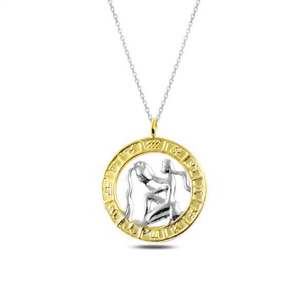 Gümüş Gold Kova Burcu Kolye