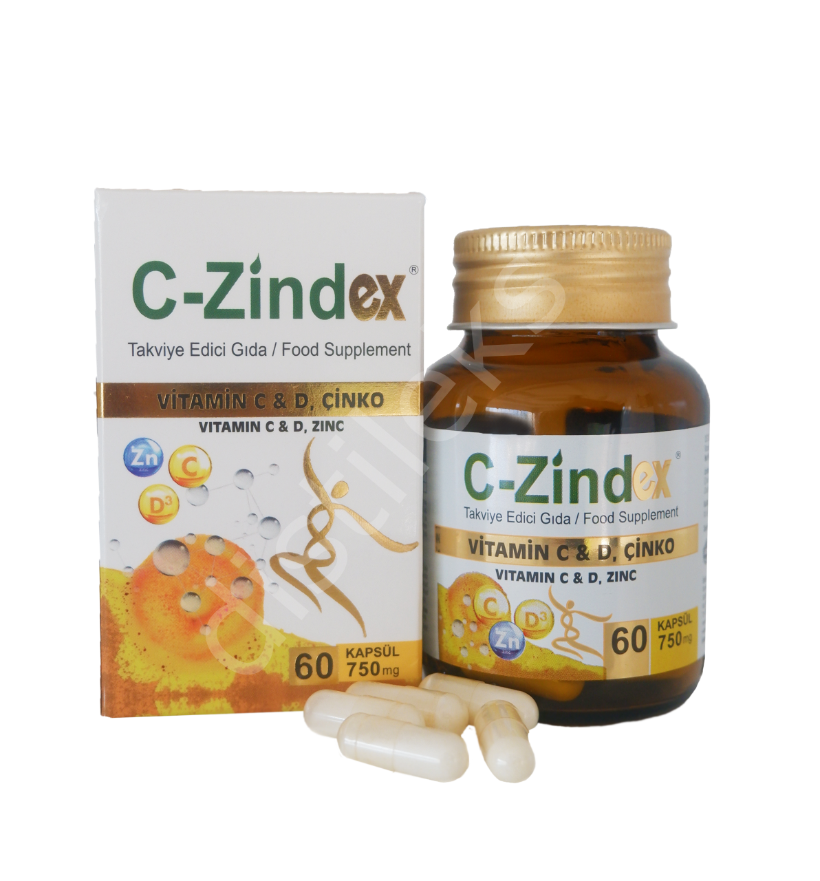 C-zindex Kapsül 750 mg c vitamin , d vitamin ve Çinlo pikolinat